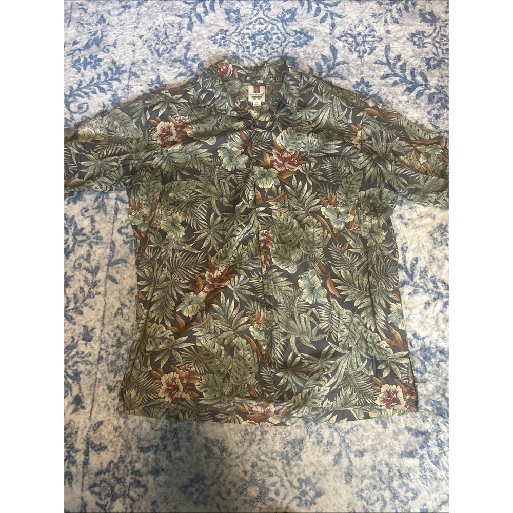 Tori Richard Hawaiian Shirt Men's XL Aloha Palm Trees Button Up Cotton Lawn